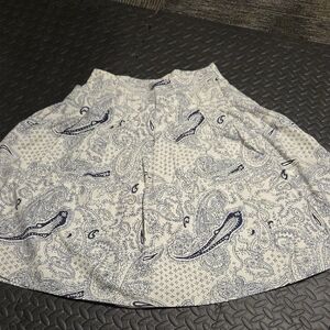 Fresh Navy and White Paisley A-Line Skirt